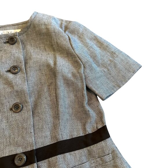 MaxMara Short Sleeve Grey Blazer Jacket Top Belt Linen Cotton Size 6 Womens NWOT - Picture 5 of 13